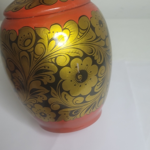 Vintage Russian Khokhloma wood set Vodka bottel 6 goblets one water gobl… - Picture 6 of 16